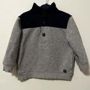 JANIE AND JACK Boys 18-24mo Quarter Button Pullover Sweater Navy Gray Cotton